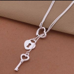 925 sterling silver plated necklace,heart necklace
